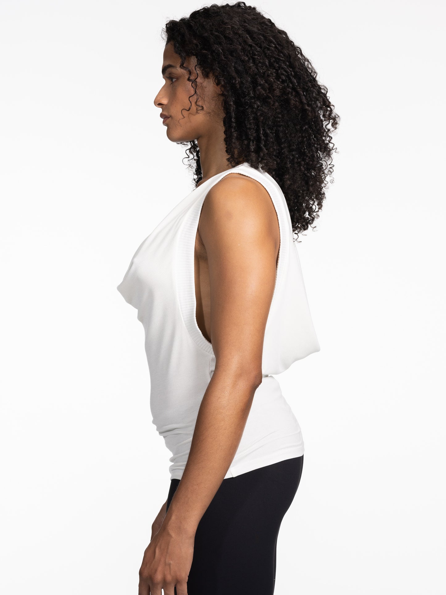 Double Cowl Tank Top WHITE