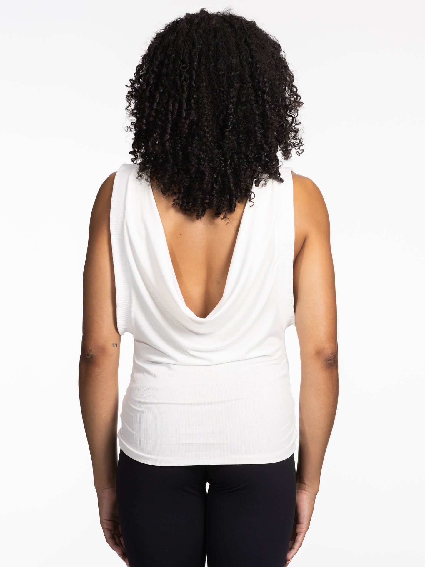 Double Cowl Tank Top WHITE