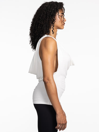 Double Cowl Tank Top WHITE